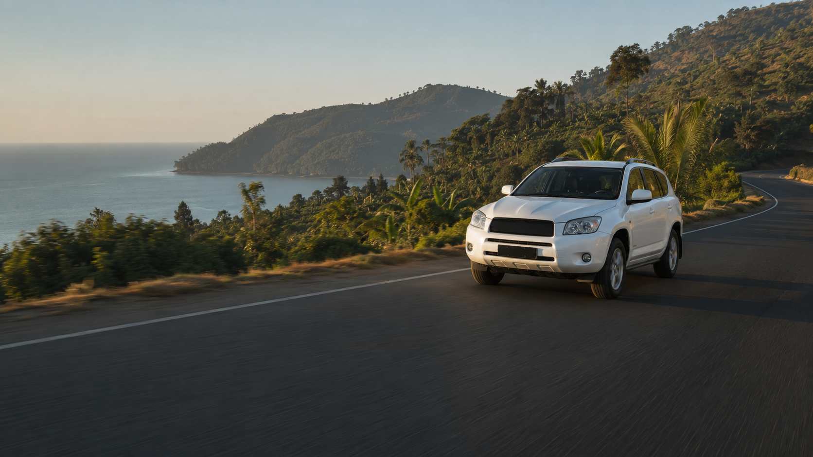 Rental SUV travelling through Burundi hills